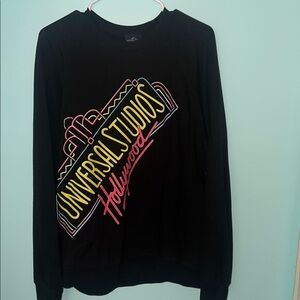 Universal Black Crewneck Sweater with Vibrant Graphics
